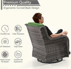 Outdoor Swivel Rocker Patio Chairs Set of 2 - Outdoor Wicker Patio Conversation Sets 2 Pieces with Olefin Fabric Cushions Suitable for Backyard Deck and Porch, Green
