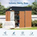 8x4 Ft Outdoor Metal Shed, Storage Shed with Floor & Triple Lockable Doors, Front & Side Door for Easy Access, Large Garden Tool Shed for Backyard, Patio, Lawn & Utility Storage