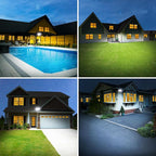 Onforu Dusk to Dawn Outdoor Lighting,100W 9000LM Bright LED Flood Lights,IP65 Waterproof 3 Adjustable Heads Security Lights Fixture,6500K White OutdoorLighting for Garage,Patio,Yard