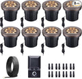 Landscape Well Light Kit, 8 Pack Low Voltage In Ground Lights and 100W Transformer and 100FT Cable and 30 Wire Connectors, IP67 Waterproof Outdoor, Grill Top Aluminum for Path Tree