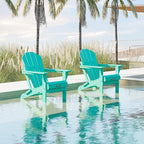 MUCHENGHY Folding Adirondack Chairs 4 Pack, Patio Chairs, Outdoor Chairs, Adirondack Chair Plastic, Fire Pit Chairs, Weather Resistant with Cup Holder for Deck, Backyard, Garden(Lake Blue)