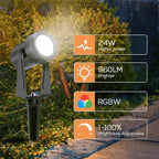 SUNTHIN Outdoor Landscape Lighting with Remote, RGBW Color Changing Spot Uplights, 16 Pack