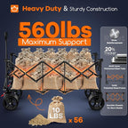 48" L Collapsible Wagon Cart Foldable, 560lbs Weight Capacity 300L Heavy Duty Folding Beach Wagons with Big All-Terrain Wheels, Utility Carts for Groceries, Shopping, Camping, Sports - Grey&Blue