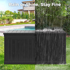 Lyromix 230 Gallon Outdoor Large Resin Storage Box, Waterproof Deck Box Lockable & UV-Resistant, Outside Cushion Storage for Patio Furniture, Garden Tools, Pool Accessories, Black