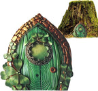 Miniature Fairy Door, Wooden Gnome Door for Trees Wall, Fairy Garden Outdoor Decor Accessories
