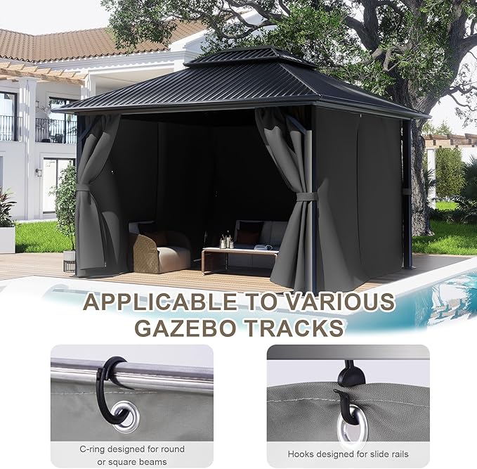 BPS 12' x 14' Gazebo Curtain Privacy 4-Panel Sidewall Outdoor Replacement Shade (Only Curtain)