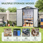 5x3 FT Outdoor Metal Storage Shed with Floor Frame, Double Door, 1 Clear Window, Tool Shed for Garden, Patio, Backyard