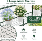 Happygrill Walk-in Greenhouse, Winter Hot House w/4 Tiers, 8 Shelves, Roll-up Zippered Door, Waterproof PVC Film, Portable Greenhouses for Outdoors for Potted Plants, Fruits, Vegetables, Flowers
