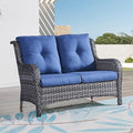 HUMMUH Outdoor Loveseat Sofa 2-Seat PE Rattan Patio Love Seat with Cushions,Deep Seat High Curved Back Armset Sectional Couch for Patio,Garden,Yard,Porch