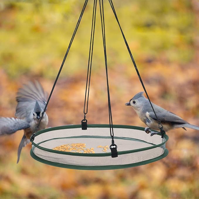 Universal Wild Bird Seed Catcher Hanging Hoop Platform Bird Seed Catcher Tray for Hummingbird Feeders Bee Feeder Outdoor Garden Accessories(1 Pieces,20 Inch)