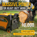 10000W Tri-Fuel Portable Inverter Generator, Gas, Propane & Natural Gas Powered, ATS Ready, 50A Ultra Outlet, Remote Start, CO Sensor, ECO Mode, Quiet Inverter for Home Backup & RV Use