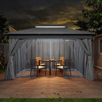 Outdoor Patio Gazebo 10x13FT, Heavy Duty Party Tent & Shelter with 2-Tier Roof and Expansion Bolts, Mosquito Nettings and Privacy Screens for Backyard, Garden, Poolside, Gray