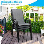 Tangkula Patio Dining Chairs Set of 4, Outdoor Stackable All Weather Heavy Duty Dining Chairs Set with Armrests, Support 330 LBS, for Poolside, Backyard, Garden, Deck, Front Porch (Grey)