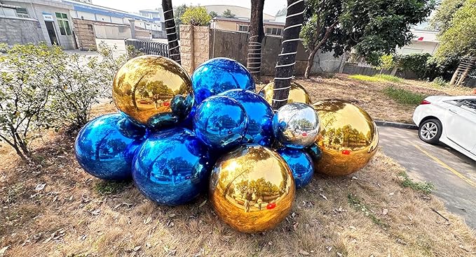 Big Shiny Balls Giant Inflatable Mirror Balls for Events & Decor - Party, Advertising, Shows, Stage Decoration - Hanging & Standing-Various Sizes & Colors -1Pcs- Blue (1.0m/3.28ft)