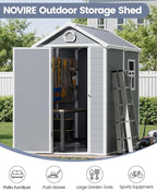 6x4.5 Resin Outdoor Storage Shed with Enhanced Roof Runoff & Floor, Secure Hidden Screws Design, Durable Build for Deck, Pool Supplies, and Versatile Storage, Aritic Light Grey