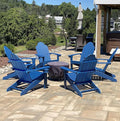 LUE BONA HDPS Adirondack Chairs Set of 6, Fire Pit Outdoor Chair Weather Resistant with Cup Holder, Modern Plastic Chair Plastic for Patio, Deck, Proch, 350LBS, Navy Blue