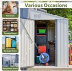 4x7 Ft Outdoor Storage Shed - Heavy Duty Metal Garden Shed, Galvanized Steel with Weather Protection, Lockable Tool & Bike Storage, Space-Saving Lean-to Design for Backyard (White)