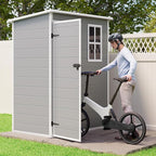 Gizoon 5x3 FT Resin Outdoor Storage Shed, Weather-Resistant Plastic Garden Tool Shed with Floor and Lockable Door for Backyard, Patio, Lawn, Grey