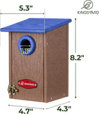 Kingsyard Recycled Plastic Bird House for Outdoors - Weatherproof Wren Bird Nesting with Predator Guard & Air Vents, Blue