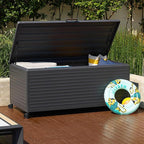 MIRADOR 281 Gallon Outdoor Storage Box Waterproof with Wheels, Metal Deck Boxfor Patio Furniture, Garden Tools, Outdoor Cushion, Charcoal