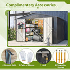 8x10 FT Outdoor Storage Shed, Metal Garden Shed with Frame Floor, Outside Tool Shed with Lockable Hinged Doors, Waterproof Storage Building with Sloped Roof for Backyard, Patio, Lawn, Black