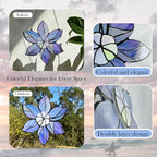 Stained Glass Window Hanging - Purple Flowers Stain Glass Decoration Sun Catchers Indoor Window,Floral Suncatcher Gift for Mom Grandma Nana Aunt