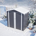 6x4 FT Shed Outdoor Storage Metal Large Garden Tool Sheds with Lockable Doors Slooping Roof Floor Frame Waterproof Steel Utility Equipment Shed for Backyard Patio Lawn Poolside, Grey