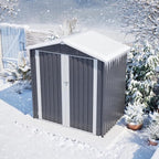 6x4 FT Shed Outdoor Storage Metal Large Garden Tool Sheds with Lockable Doors Slooping Roof Floor Frame Waterproof Steel Utility Equipment Shed for Backyard Patio Lawn Poolside, Grey