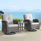 HUMMUH 6-Piece Patio Furniture PE Wicker Outdoor Conversation Set,All-Weather Rattan Swivel Rocker Chairs Outdoor Couch Ottomans for Backyard,Poolside,Deck