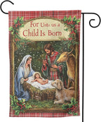Christmas Birth Garden Flag Vertical Double Sided Outdoor Yard Flags 12.5x18 Inch Burlap Banners Vertical Double Sided for Outdoor Decor Lawn