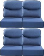 Luxury 24x24x6 Inch Smile Patio Dining Chair Cushions Set of 4 - Heavy Duty Water Slashproof Outdoor Seat Cushion for Outside Furniture Swivel Chairs Loveseat L-Shape Sofa - Navy Blue