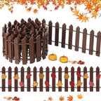 Thyle Thanksgiving DIY Mini Fairy Garden Fence Fall Wood Picket Crafts with 35 Inches Wood Picket Fence 100 Wooden Leaves and Glue for Autumn Centerpieces Thanksgiving Activity(Brown)