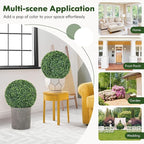 Goplus 2 PCS 16 Inch Artificial Plant Topiary Ball, Round Faux Boxwood Balls Outdoor, Fake Plant Sphere for Front Door, Porch, Backyard, Balcony, Patio, Garden, Wedding and Home Décor