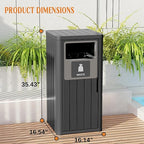 ROJIK 35" Tall Outdoor Trash Can,Weatherproof Resin Garbage Indoor Durable Lightweight,Suitable for Patio Office Kitchen,Easy to Clean,Assemble(Waste, Black)
