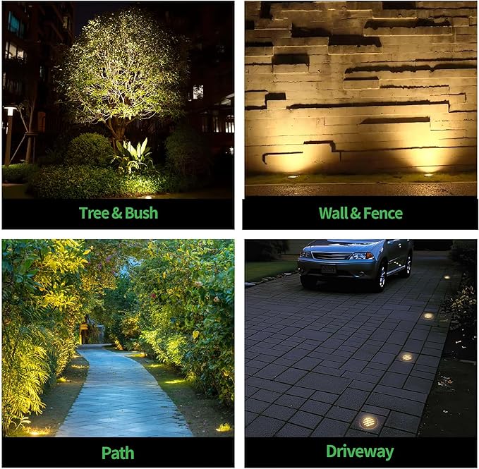 Low Voltage Well Lights LED, 12V in-Grade Landscape Lights, Outdoor IP67 Waterproof, 6" Wired Grated Top Aluminum ORB for Path Yard 6W 350LM 10 Pack