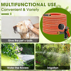 Heavy Duty Garden Hose – 5/8 Inch Flexible, Lightweight Hybrid Hose with 600 PSI Burst Pressure, Swivel Handle, and Durable Copper Male/Female Fittings (Orange with hose sprayer, 100FT)