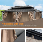 Gazebo Curtain Replacement Universal 6-Panel Sidewalls 12' x 20', Outdoor Gazebo Privacy Curtains with Zipper, Replacement for Outdoor, Patio Canopy, Garden and Backyard (Curtain Only)