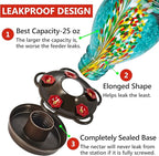 LUJII Hummingbird Feeders for Outdoors with Ant Guard, Blown Glass Hummingbird Feeder for Outside Hanging, 25 fl.oz, Never Leak, Unfading & Anti-Rust, Flower Vase, Garden Backyard Patio Decor, Blue