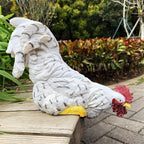 Garden Statues Cock Art Decoration Rooster Figurine Waterproof Chicken Sculpture Ornaments for Garden Yard Pathway Fence Porch Lawn (White)