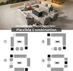ovios 16 Pieces Patio Furniture Set, Outdoor Wicker Sectional Sofa with 54" Fire Pit Table Swivel Chairs, Modern Modular Deep Seat Rattan Couch Conversation Sets, Beige
