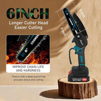 6-Inch Mini Chainsaw, Cordless Handheld Electric Chainsaw with 2x 24V 4000mAh Batteries & 2 Chains, Lightweight & Portable, for Tree Trimming, Wood Cutting, Gardening, Outdoor & Household Use (Blue)