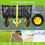 Heavy-Duty Steel Wagon Garden Cart – 1400 lbs Capacity, Removable Mesh Sides, 16" Tires, 2-in-1 Handle – Perfect for Garden, Farm, Yard, Black