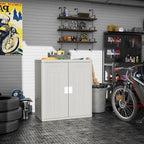 Amopatio Outdoor Storage Cabinet Waterproof with 1 Shelf, Patio Storage Shed All Weather Use for Lawn Care Accessories, 19.7" D x 29.5" W x35.4 H, Gray