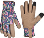 Gardening Gloves for Women and Men, Garden Gloves with Touch Screen, Thorn Proof Puncture Resistant Working Gloves, Gardening Gifts for Women,Blue-brown flowers M