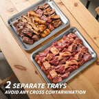Grilling Prep and Serve Trays, Stainless Steel Large Capacity Food Prep Tray, Grill Carry System, Marinade Container with Lid and Cutting Board, BBQ Grill Accessories, Grilling Gifts for Men