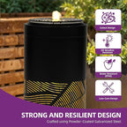 23.6" H Modern Metal Cutout Geometric Patterns Outdoor Water Fountain with LED Lights, Black Bird Bath Garden Fountain, Soothing Water Flow Creates Tranquil Ambiance for Patio, Deck, Porch Décor