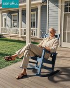 SERWALL HDPE Outdoor Rocking Chair Set of 6, Patio Rocking Chairs for Adults, All Weather Outdoor Rockers for Lawn, Blue