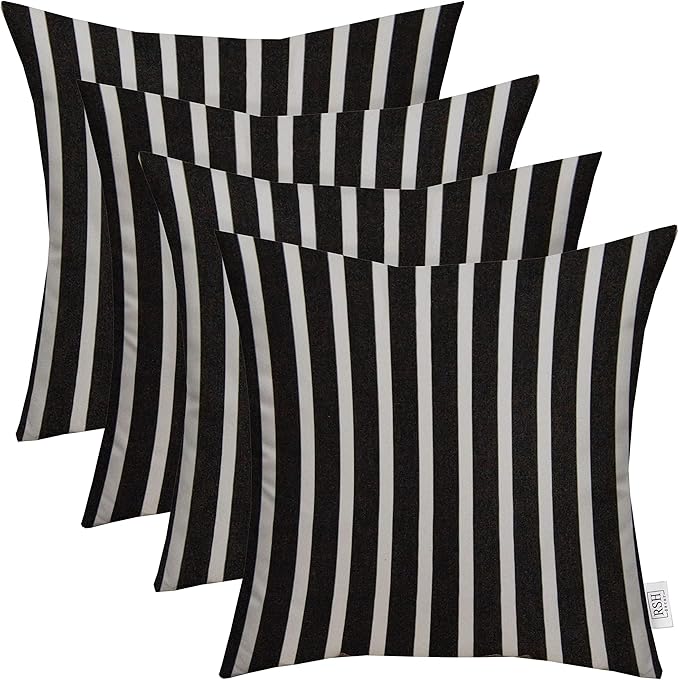 RSH DECOR: Sunbrella Square Throw Pillows Set of 4 | 20" x 20" | Water and Fade-Resistant Performance Fabric | Outdoor Pillow Covers with Down-Alternative Inserts | Shore Classic