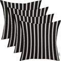 RSH DECOR: Sunbrella Square Throw Pillows Set of 4 | 17" x 17" | Water and Fade-Resistant Performance Fabric | Outdoor Pillow Covers with Down-Alternative Inserts | Shore Classic Black