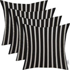 RSH DECOR: Sunbrella Square Throw Pillows Set of 4 | 17" x 17" | Water and Fade-Resistant Performance Fabric | Outdoor Pillow Covers with Down-Alternative Inserts | Shore Classic Black